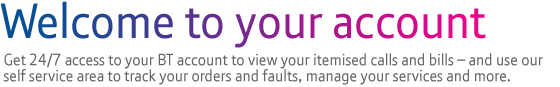 Manage your BT account online for maximum freedom and convenience. Online billing gives you free 24/7 secure online access to your BT account.