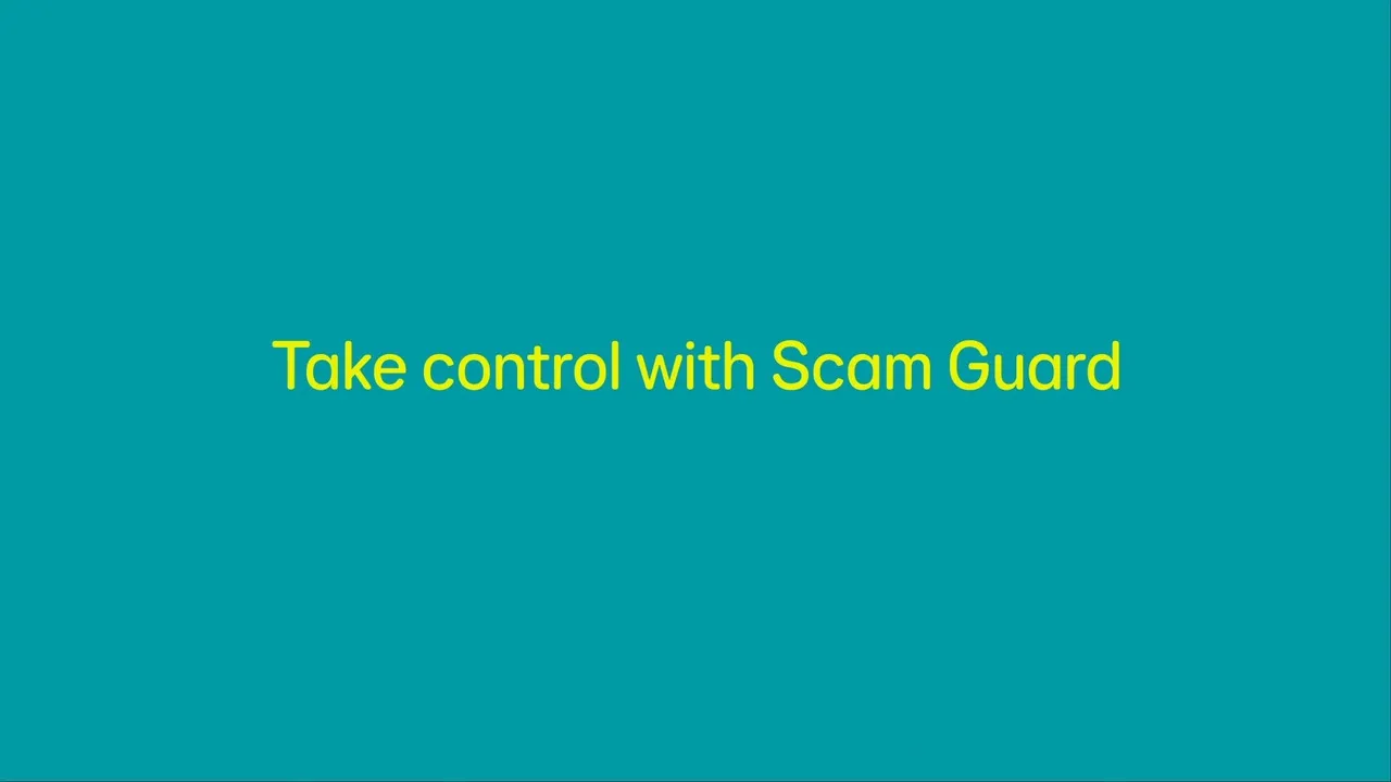 An animation explaining how Scamguard protects cusotmers agains scams and online threats.