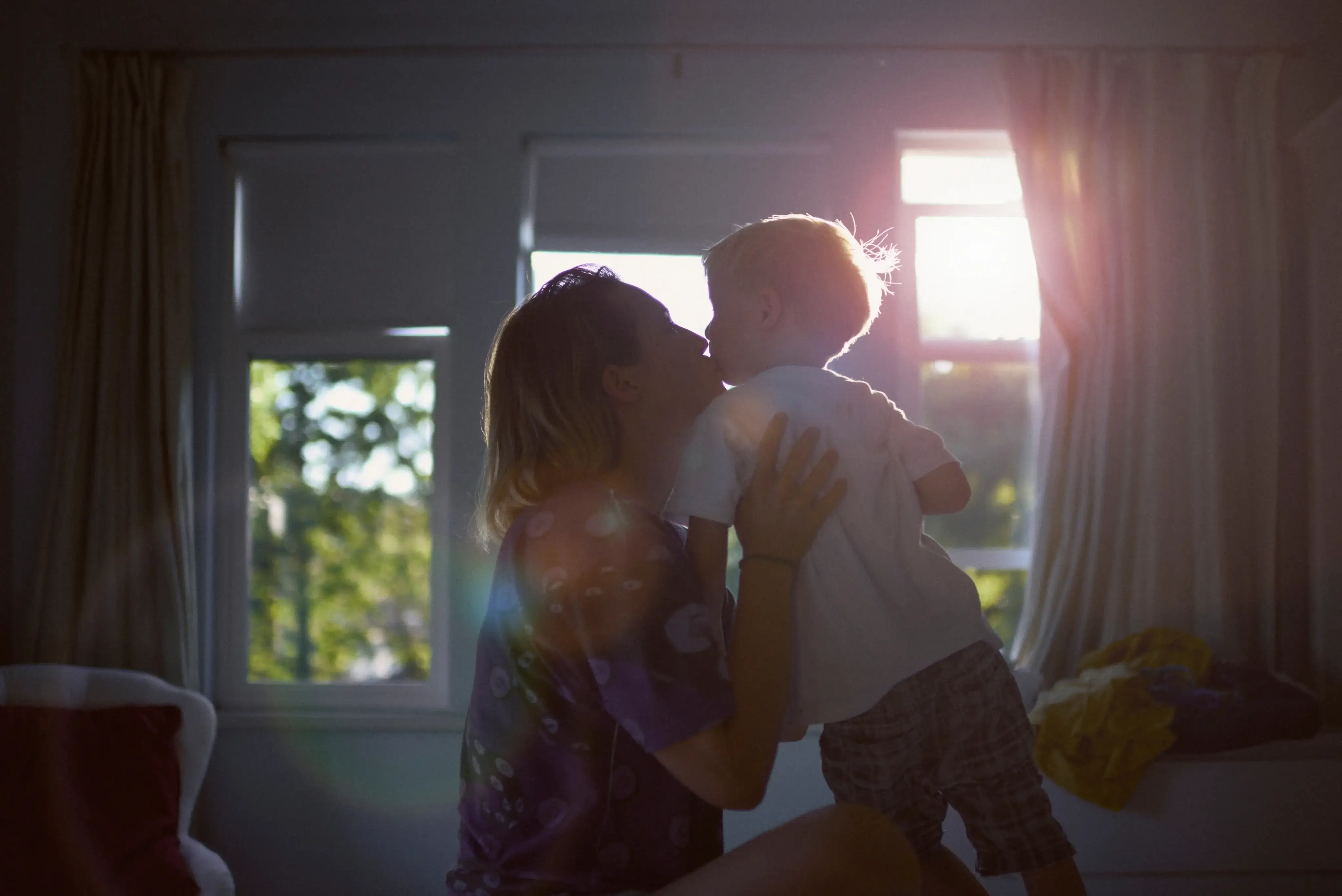 Parent and child at home