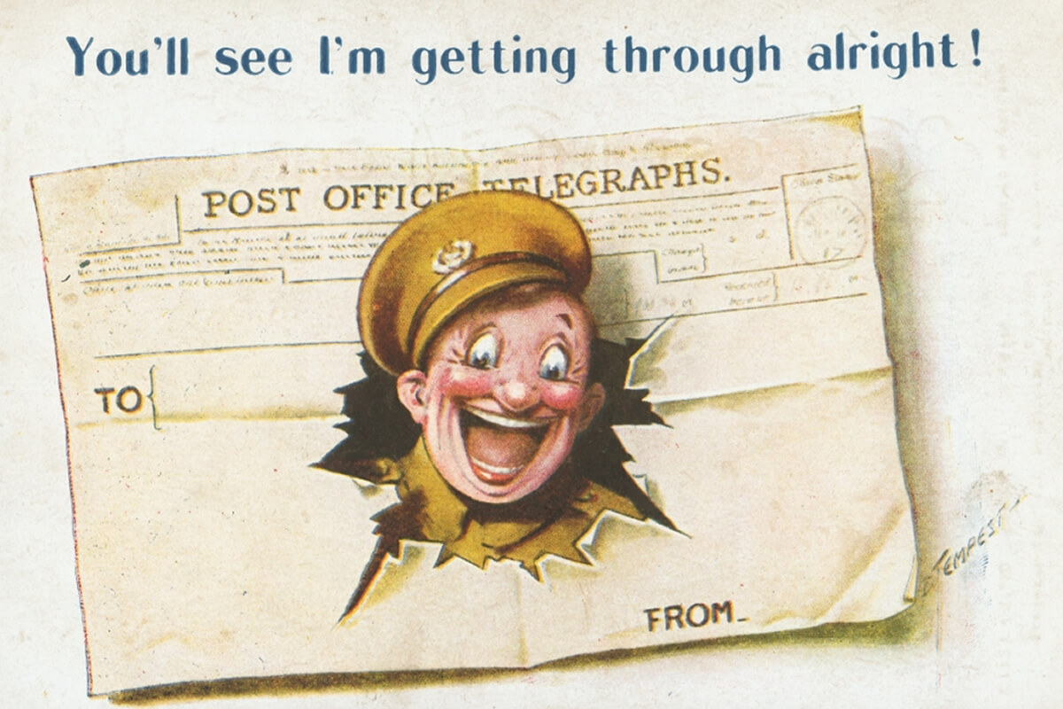 Postcard highlighting the telegraph service