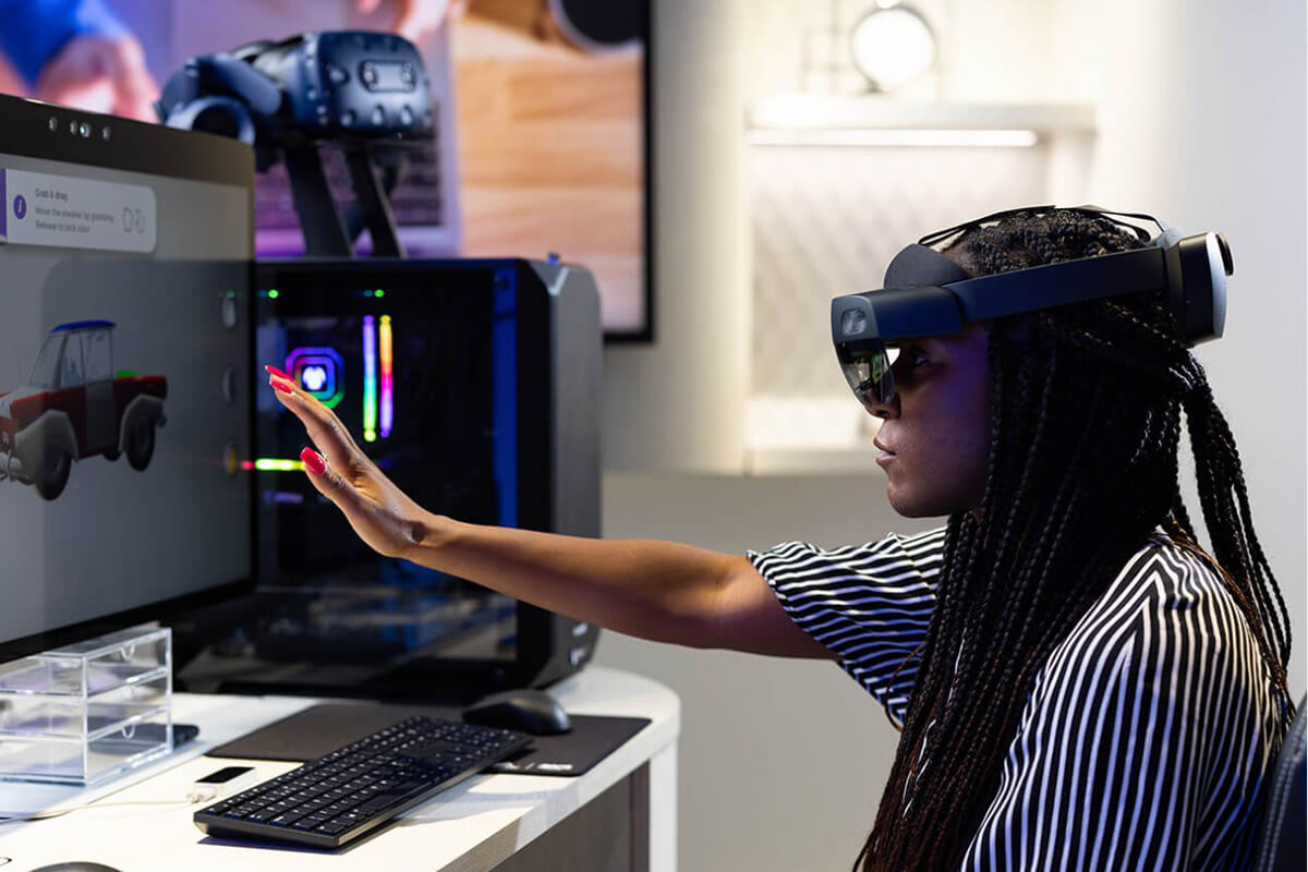 Woman wearing a virtual reality headset