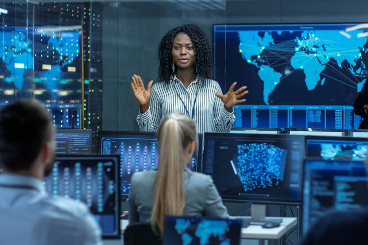 woman in data centre