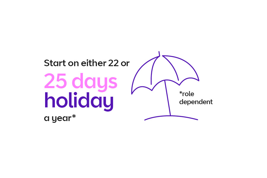 Start on either 22 or 25 days holiday a year (*role dependent)