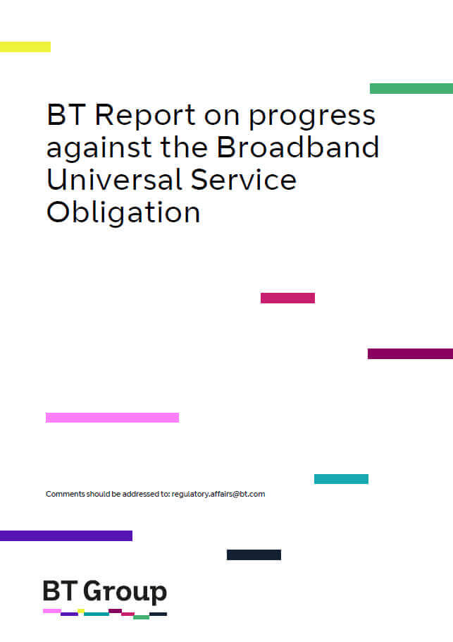 BT report on progress against the Broadband Universal Service Obligation