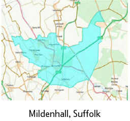 Map of Mildenhall, Suffolk