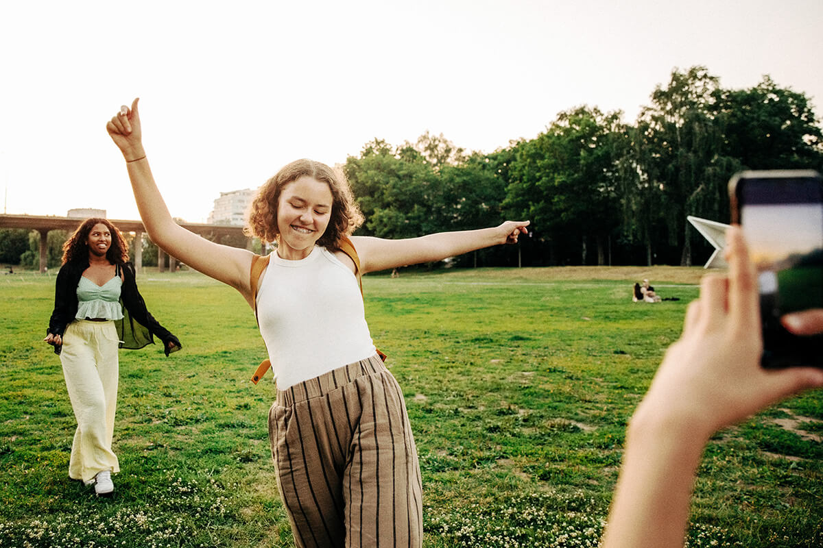 Teenage girl dancing