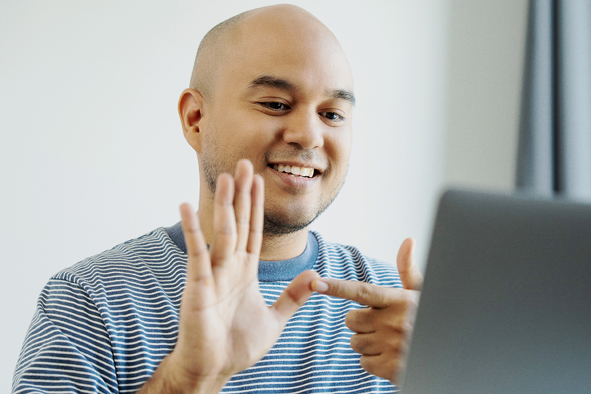 Man using sign language 