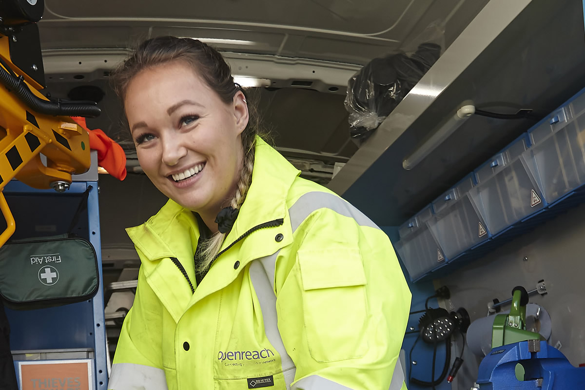 Openreach engineer in van