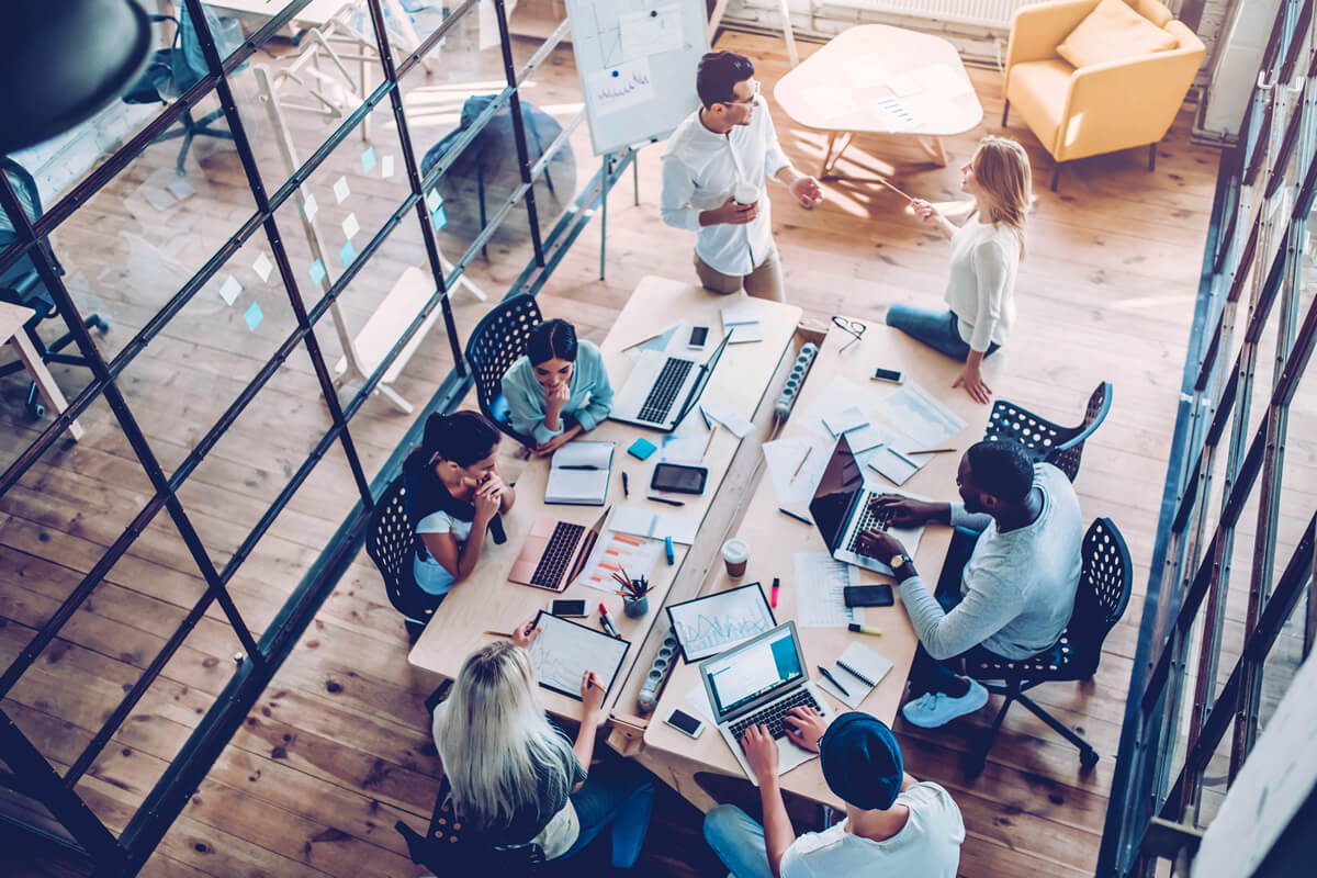 Overhead office desks