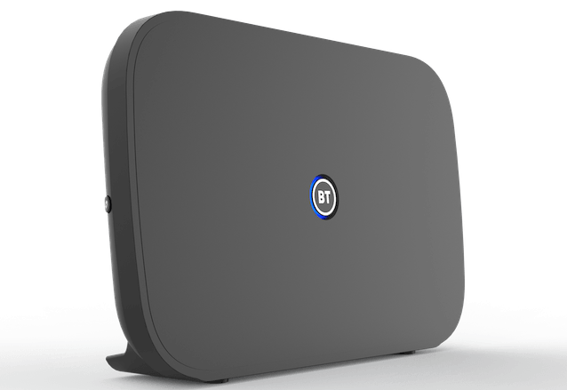 Hand inserting mircofilter into the master socket, and a broadband cable plugged into the microfilters left socket, and phone cable plugged into the right socket.