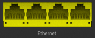 A block of 4 Ethernet ports.