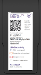 Image of the back of the Hub. The WiFi settings card is in the middle and slides out towards the top.