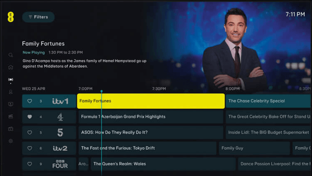 EE TV channel guide