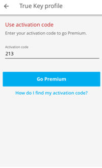 Enter activation code and click Activate Premium 