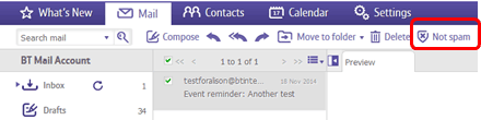 Managing spam in BT Mail