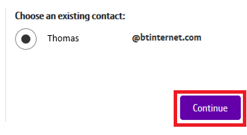 Choose an existing contact