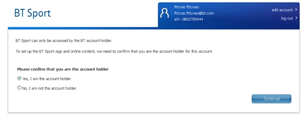 Confirm account holder screenshot