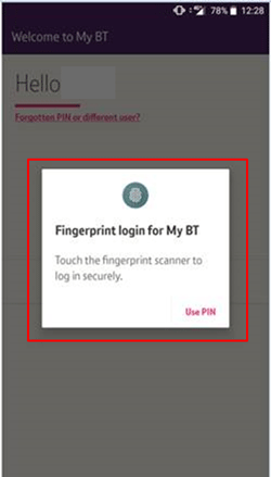 Log in using fingerprint prompt