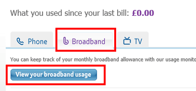 Checking your usage in My BT