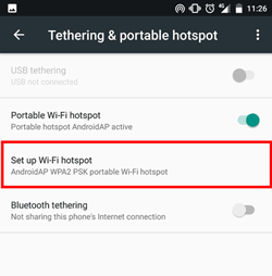 Setting up tethering on an Android phone