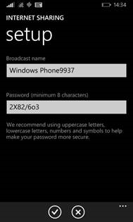 Setting up tethering on a Windows phone