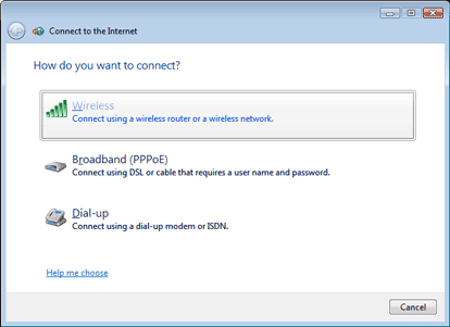 Connecting to a Hub wirelessly with a PC with Windows Vista