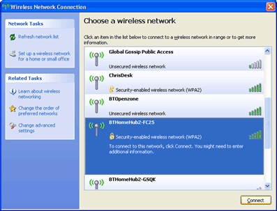 Connecting to a Hub wirelessly with a PC with Windows XP