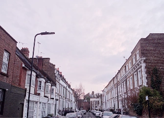 Street view of residential houses, representing local availability