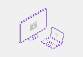 Illustration of a desktop computer and laptop showing light internet use, such as web browsing, email, and basic streaming.